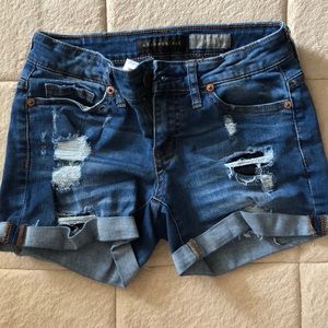 Aeropostale midi medium wash rip denim